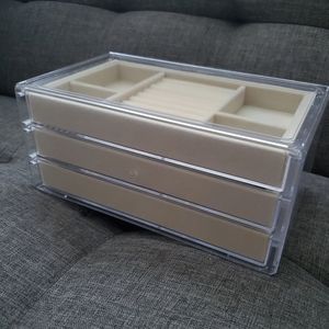 Storage & Organization - NEW acrylic jewelry box, tan velvet/clear Storage & Organization - NEW acrylic jewelry box, tan velvet/clear
